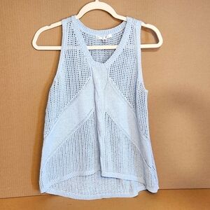 Vintage Cabi Tank Top Sweater Shirt Cable Knit Tunic M Blue Silk Linen Blend